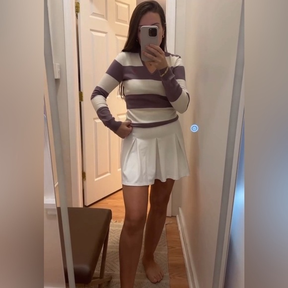 Ralph Lauren Sport Purple White Stripe V Neck Pullover Sweater sz Small - Picture 5 of 6